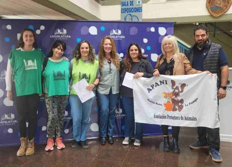 Ilustración de una mano acariciando a un perro, representando la protección animal en La Pampa.