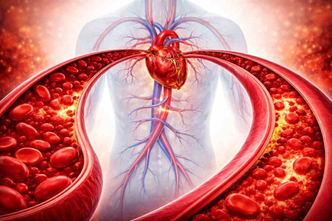 Persona midiéndose la presión arterial con un tensiómetro en el brazo